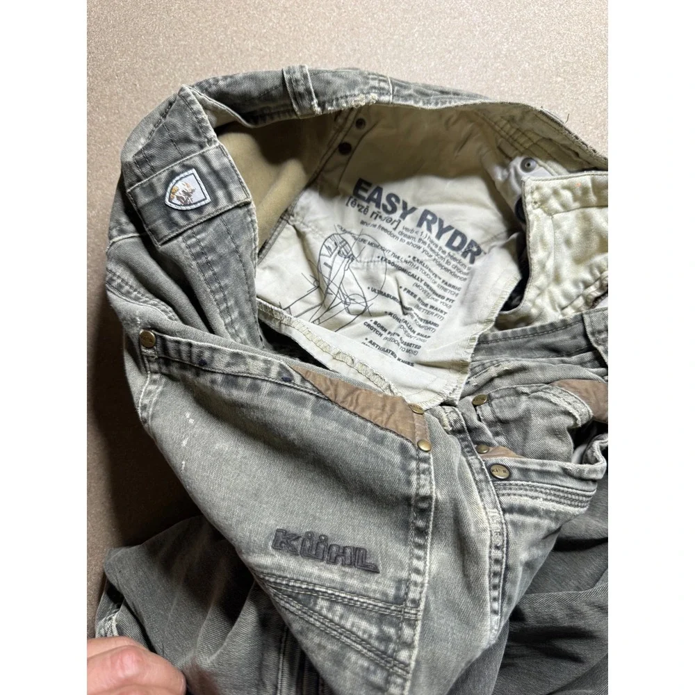 Kuhl Easy Rydr Mens Gray Faded Distressed Utility Work Pants 32x32 Articulated